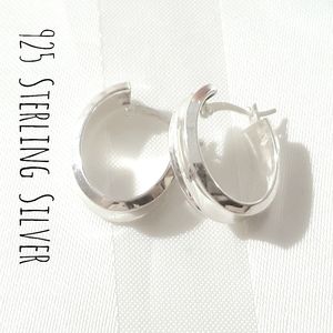 JCM 925 Sterling Silver wide Hoop Hoops Earrings